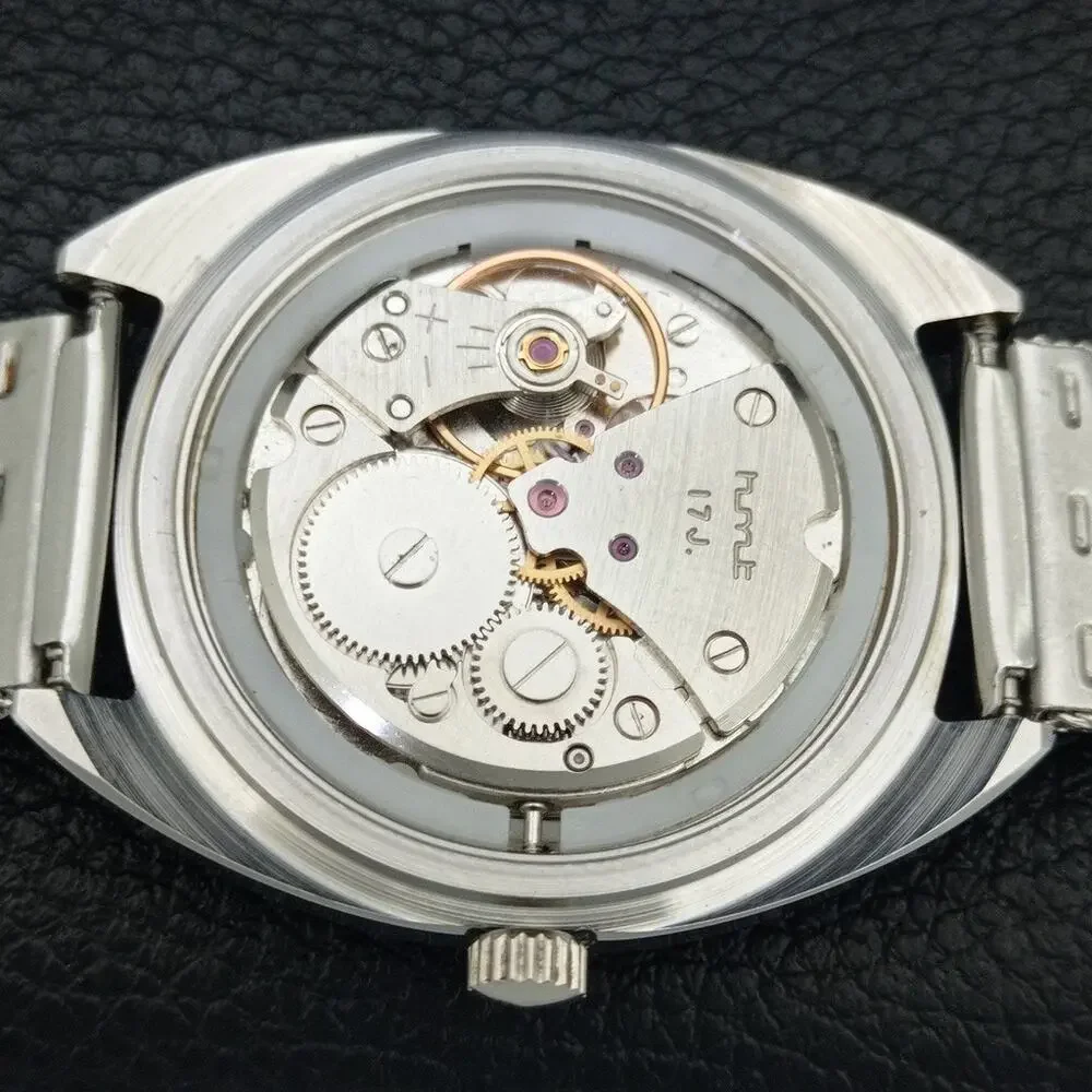 Vintage 1988 HMT Manual Wound Mens Silver Watch & Silver accents